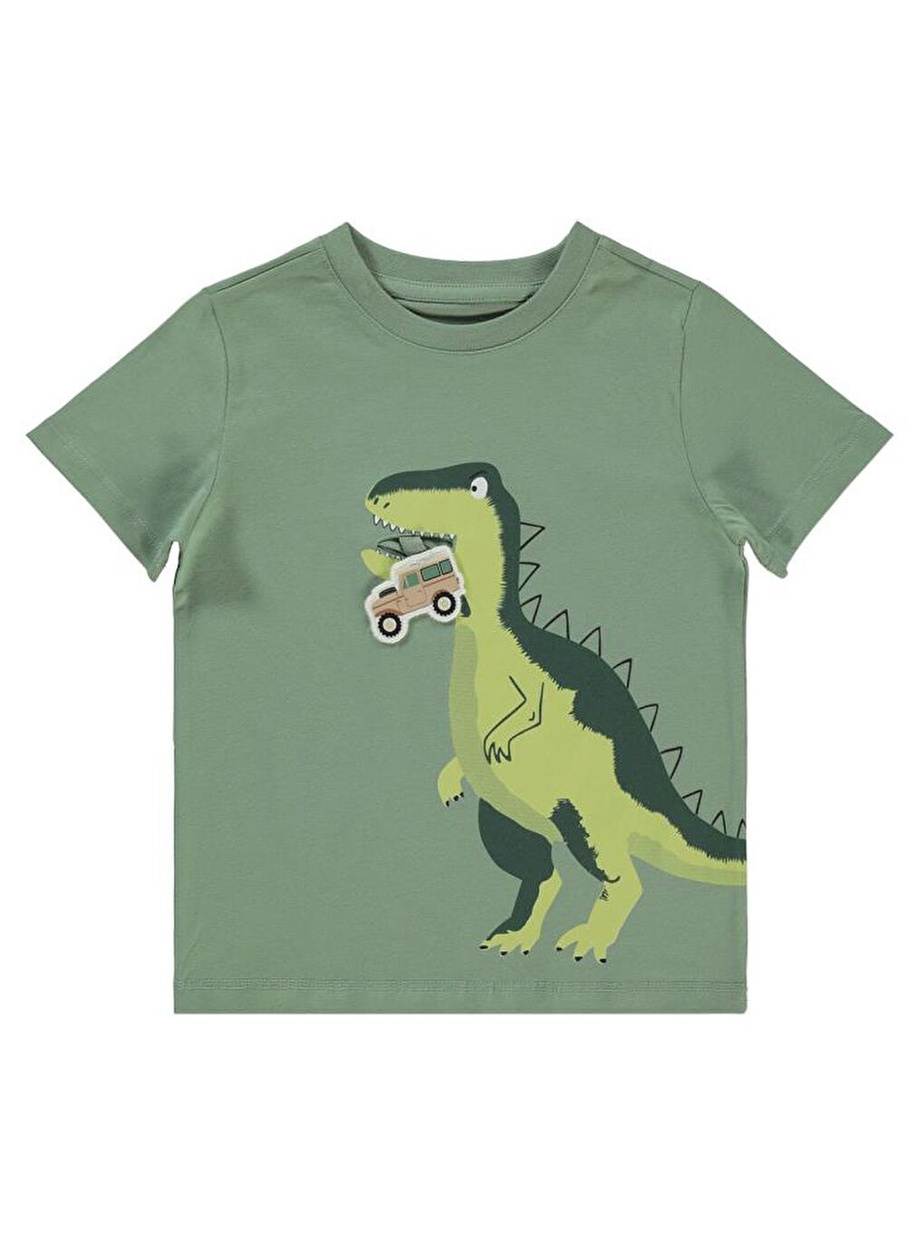 Haki Boys Dino Baskılı 2-5 Yaş Tişört-1