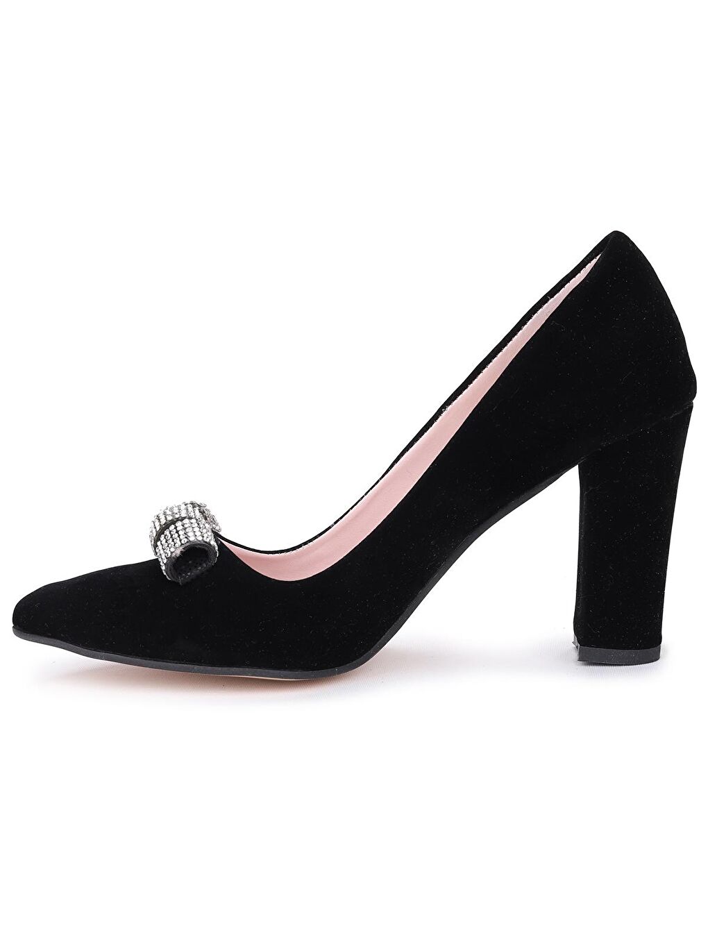Siyah Süet Taşlı 8 Cm Topuklu Kadın Ayakkabı 137029-2206-4