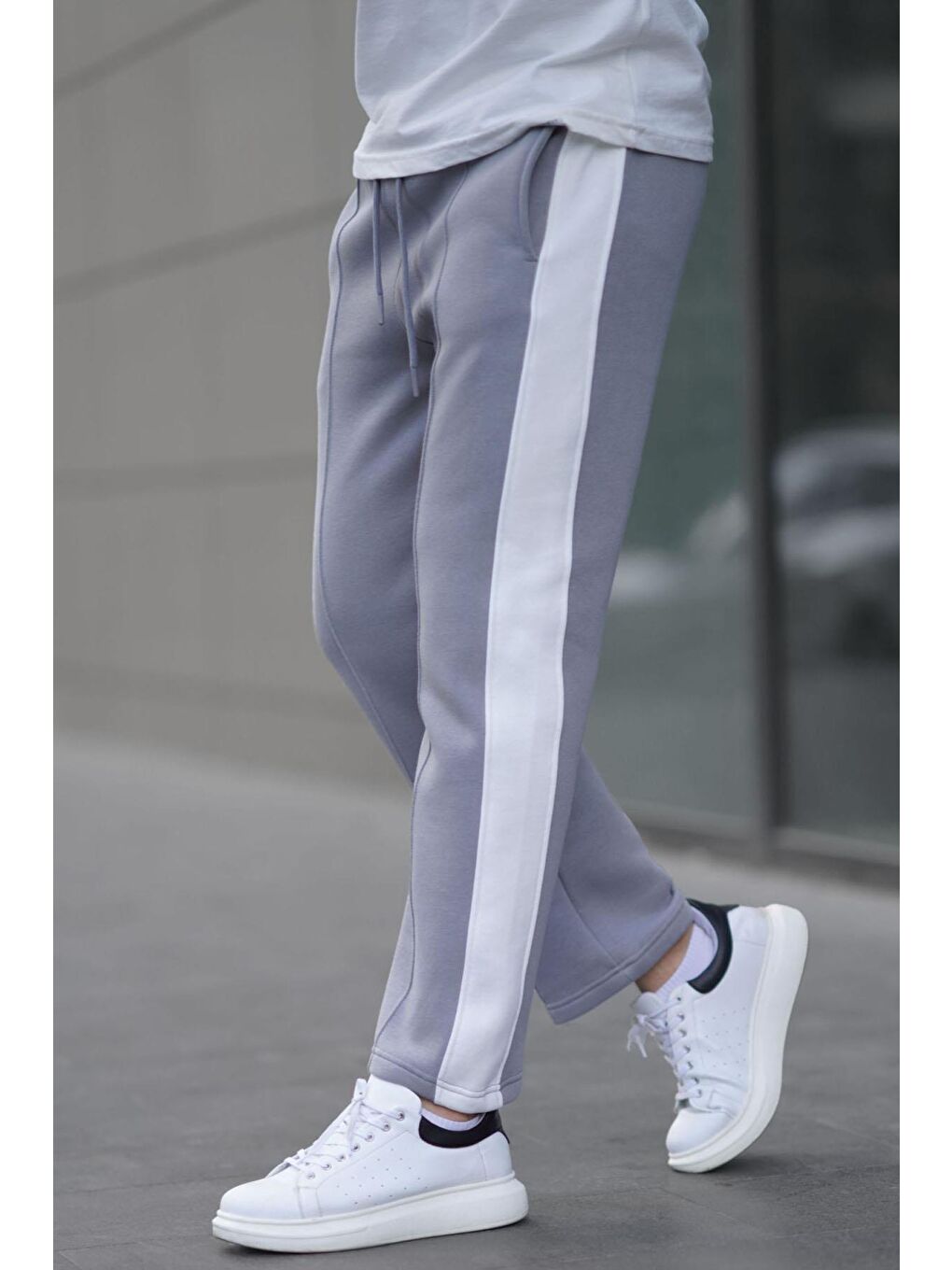 Boyalı Gri Şeritli Basic Erkek Eşofman Altı 6525