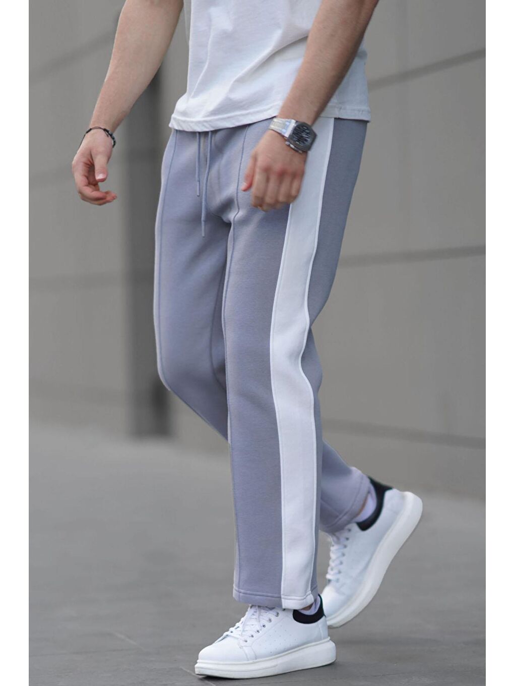 Boyalı Gri Şeritli Basic Erkek Eşofman Altı 6525-1