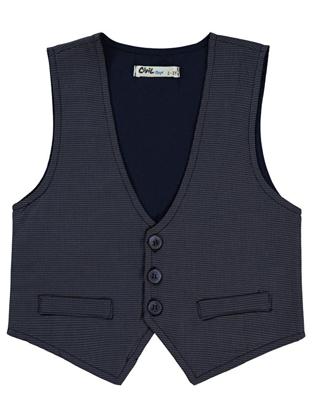 Lacivert Boys Papyonlu Yelekli 2-5 Yaş Gömlek-1