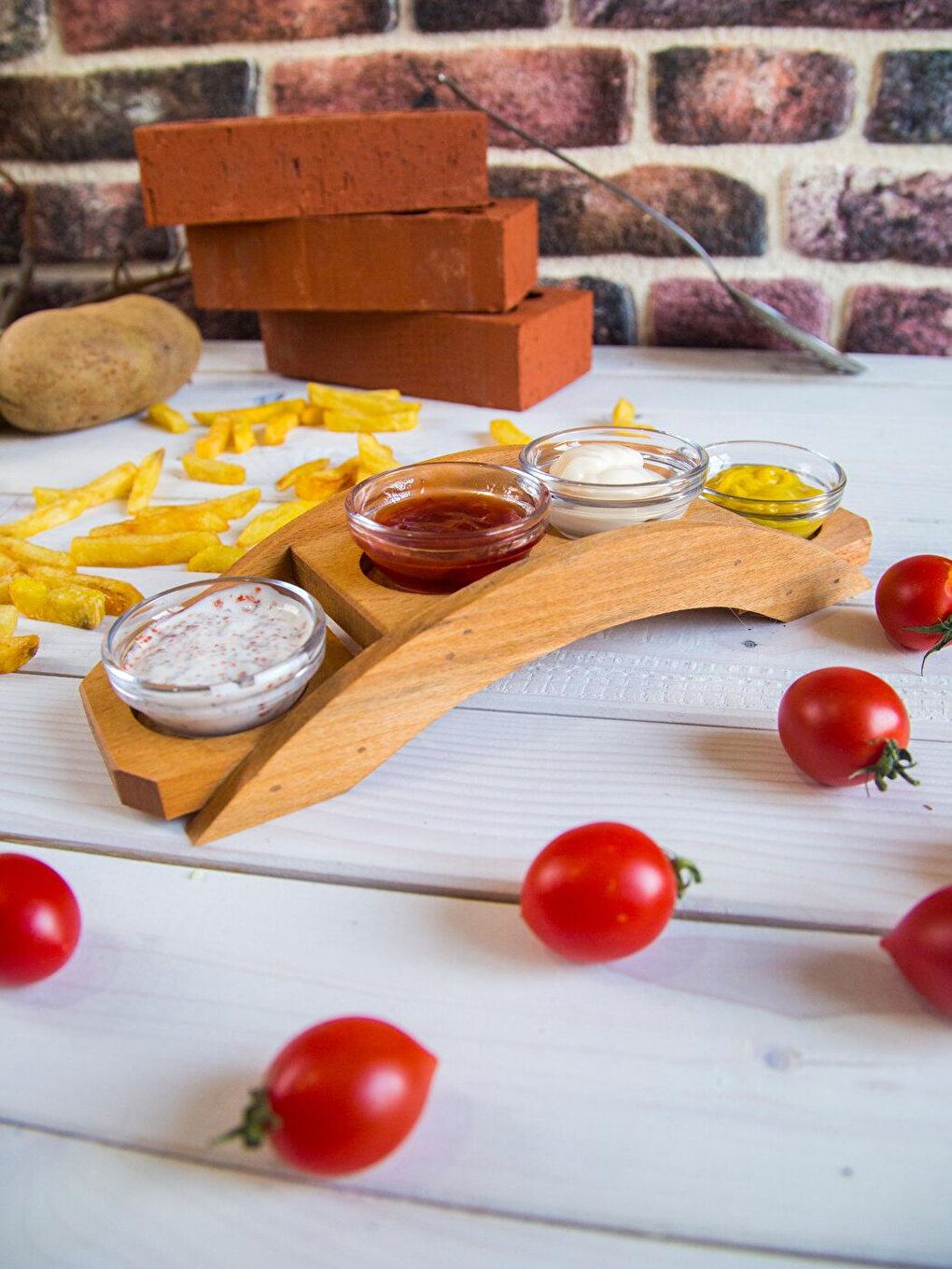 Kahverengi Galata Küçük Sosluk Seti Ahşap Stantlı