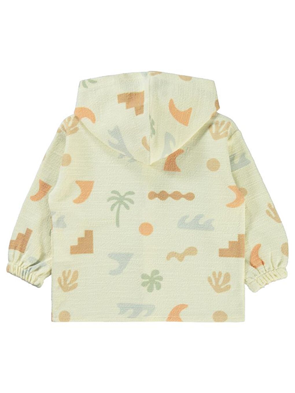 Bej Boys Palmiye Nakışlı Kapüşonlu 2-5 Yaş Gömlek-1