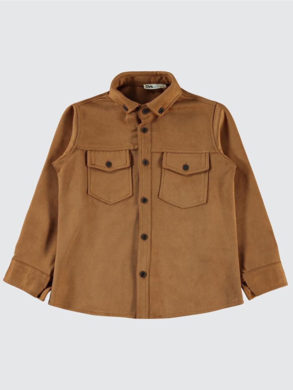 Kahverengi Boys Çift Cepli 6-9 Yaş Gömlek