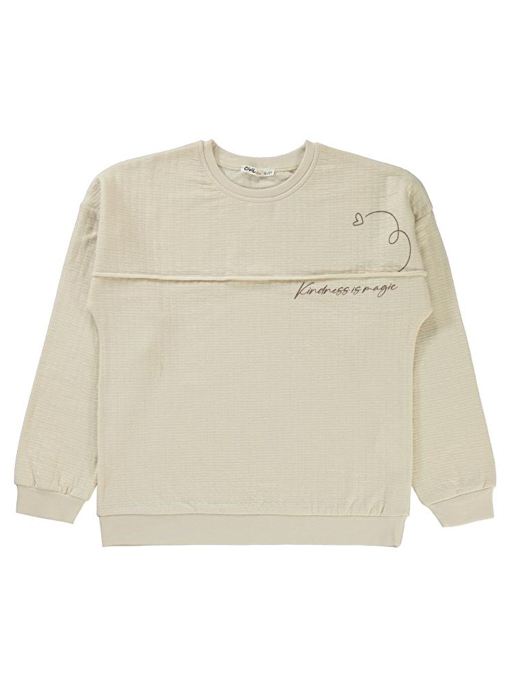 Bej Girls Kalp Baskılı 10-13 Yaş Sweatshirt-3