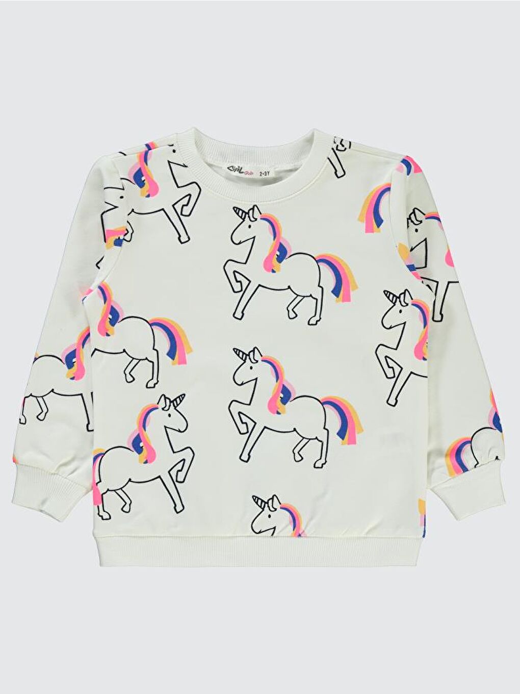 Ekru Girls Renkli Empirme 2-5 Yaş Sweatshirt-1