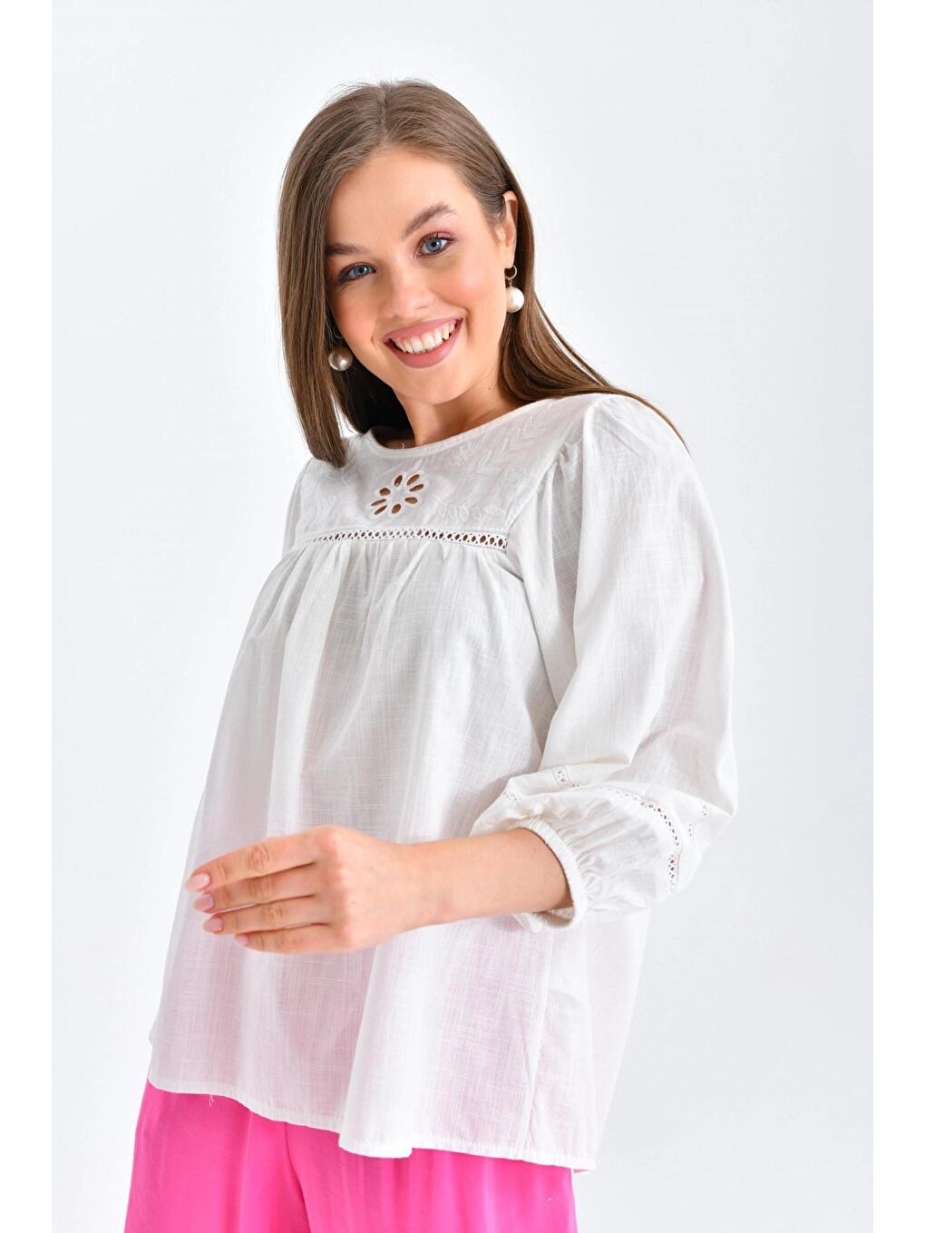 Kadın Ekru Renk Bluz-4