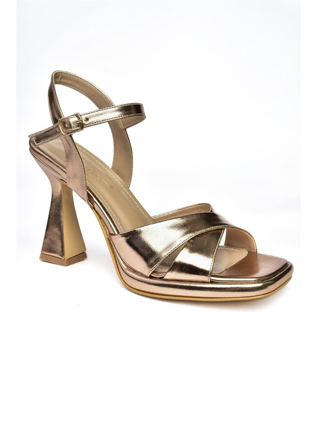 Sarı P5690210 Bronz Kadın Topuklu Ayakkabı-5