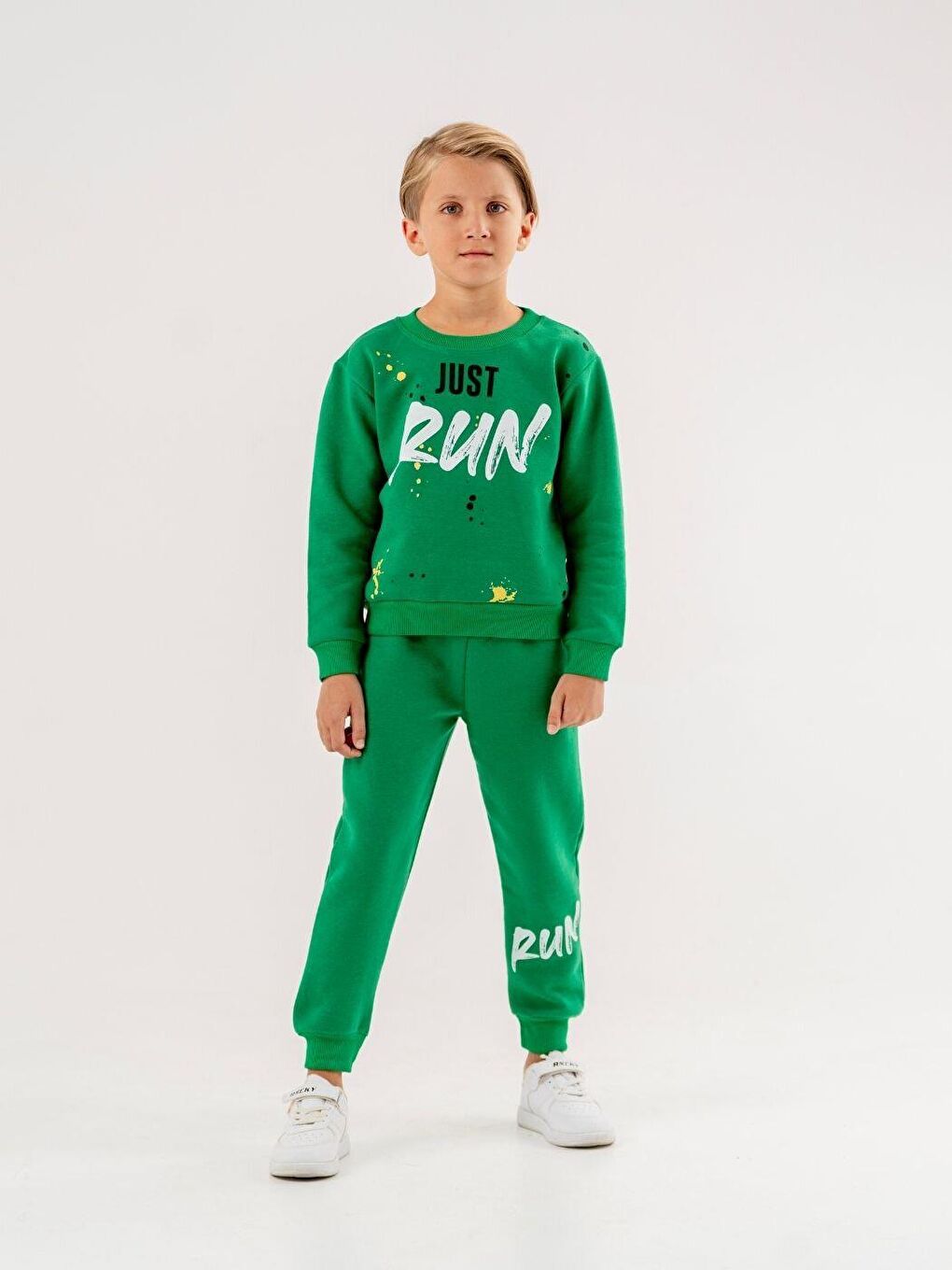 Yeşil Bisiklet Yaka Baskılı  Uzun Kollu  Eşofman Takım