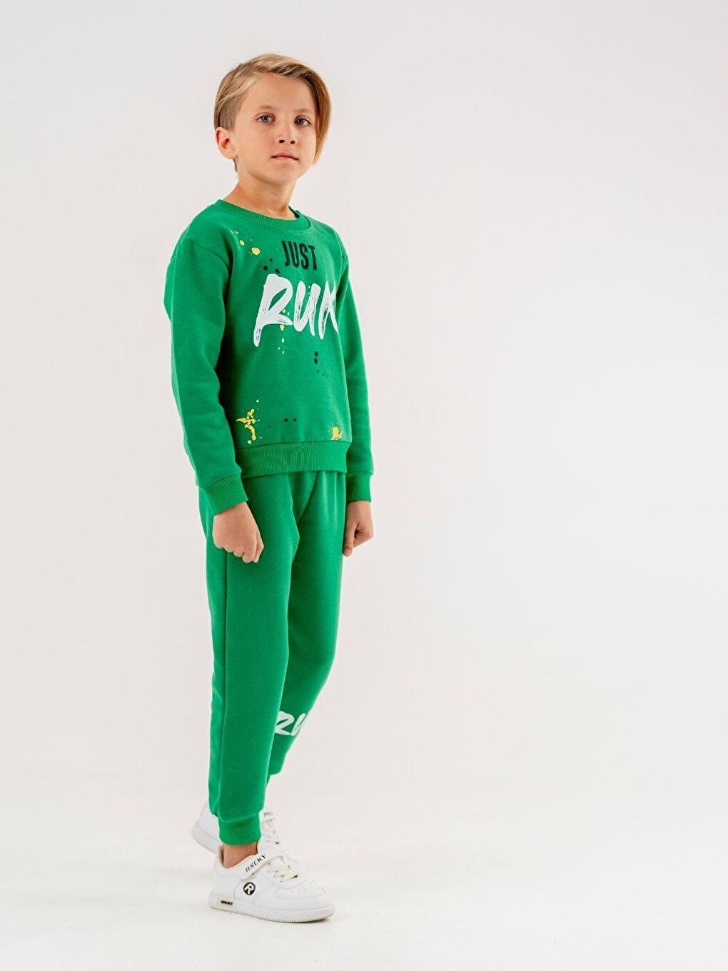 Yeşil Bisiklet Yaka Baskılı  Uzun Kollu  Eşofman Takım-1