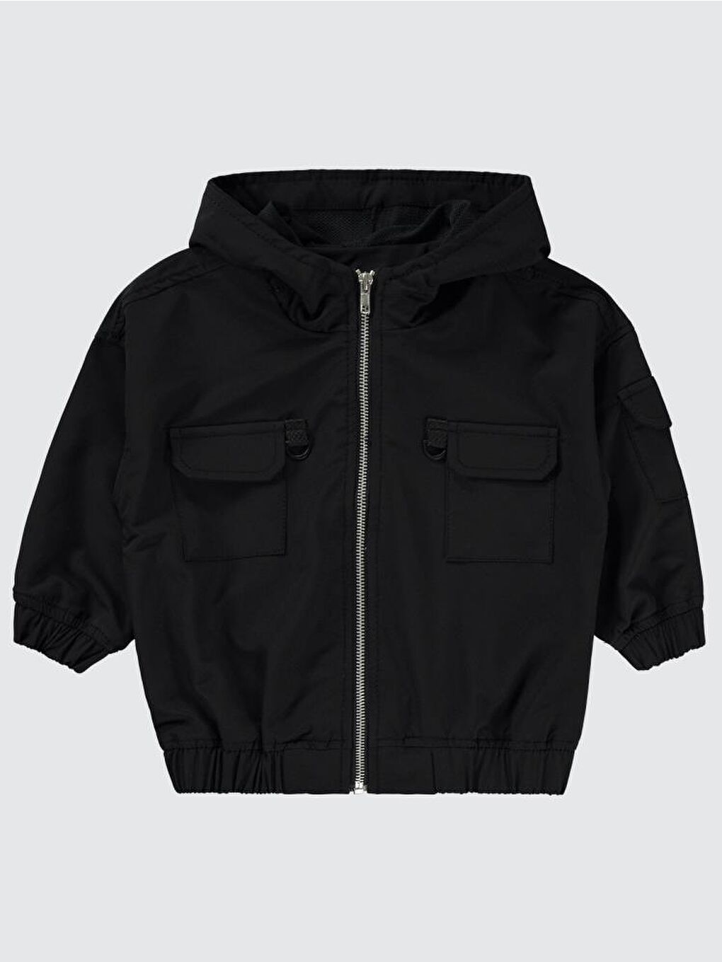 Siyah Boys Çift Cepli Kapüşonlu 2-5 Yaş Ceket
