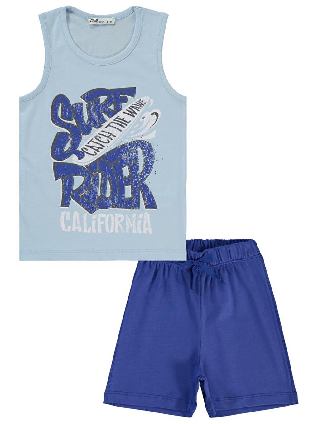 Mavi Boys Surf Rider Baskılı Sıfır Kol 2-5 Yaş Takım-1