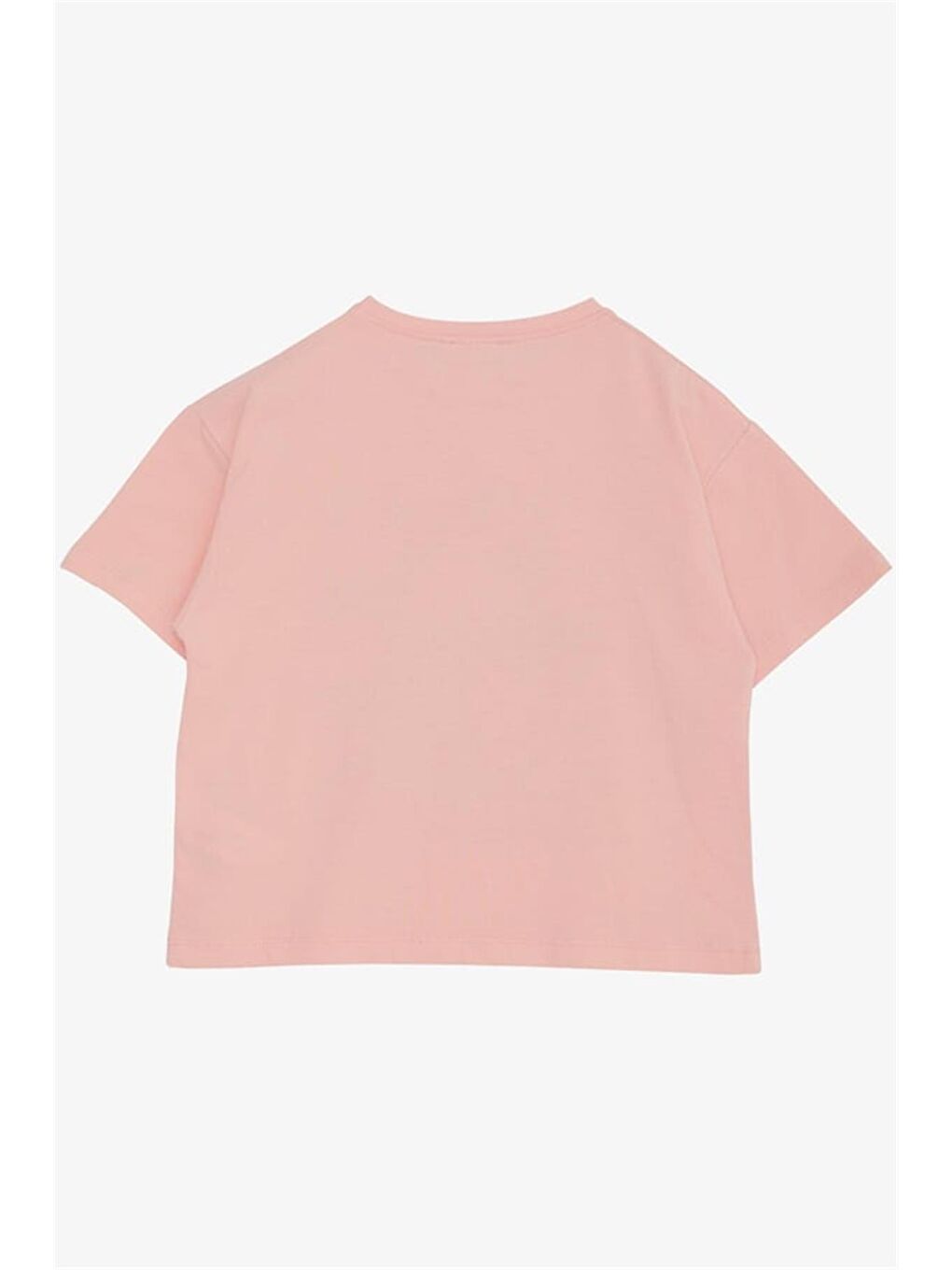 Pembe Kız Çocuk Tişört Crop Doğa Temalı Hayvancık Baskılı Somon (6-12 Yaş)-5