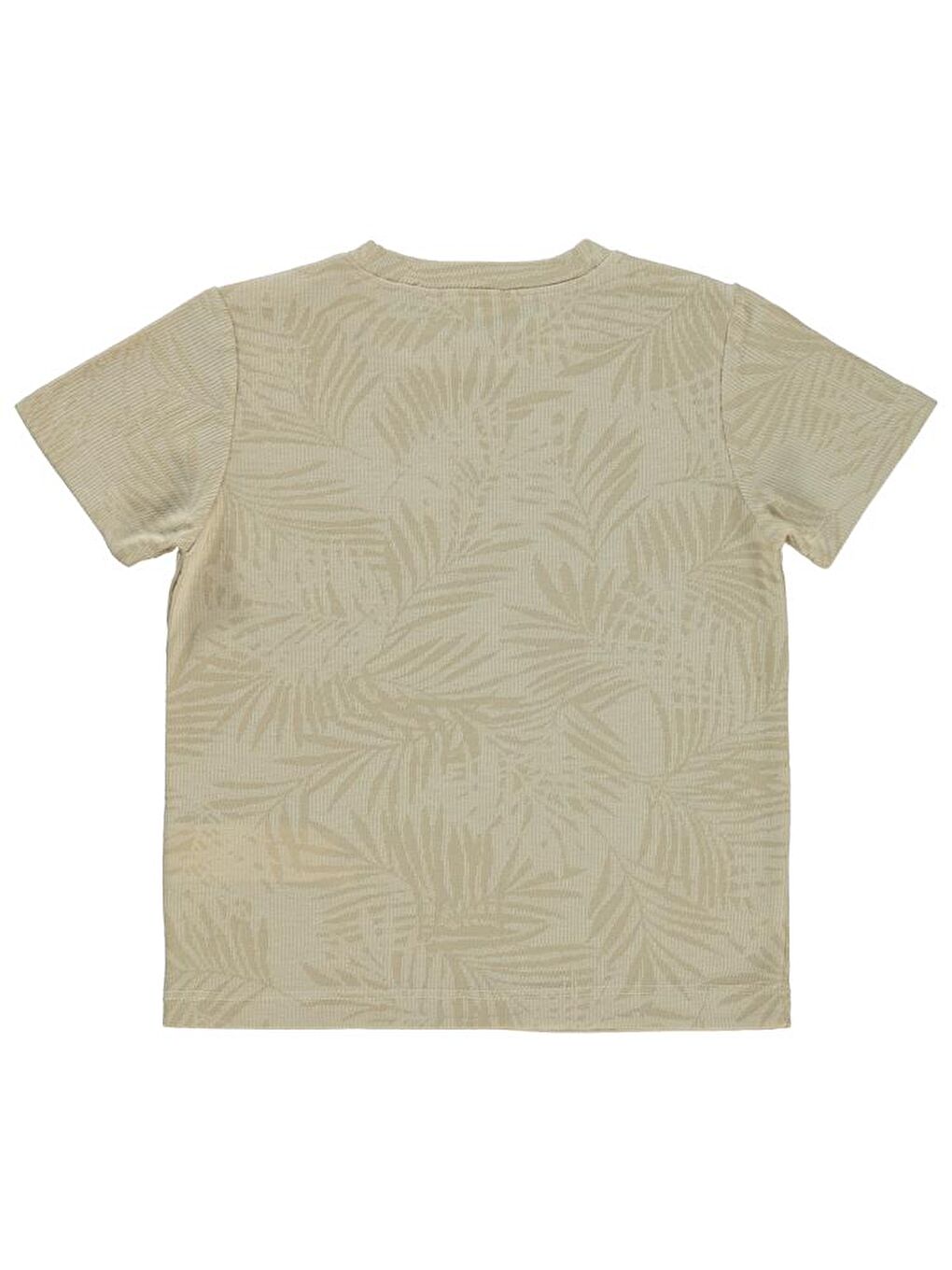 Bej Boys Kendinden Palmiye Desenli Cepli 2-5 Yaş Tişört
