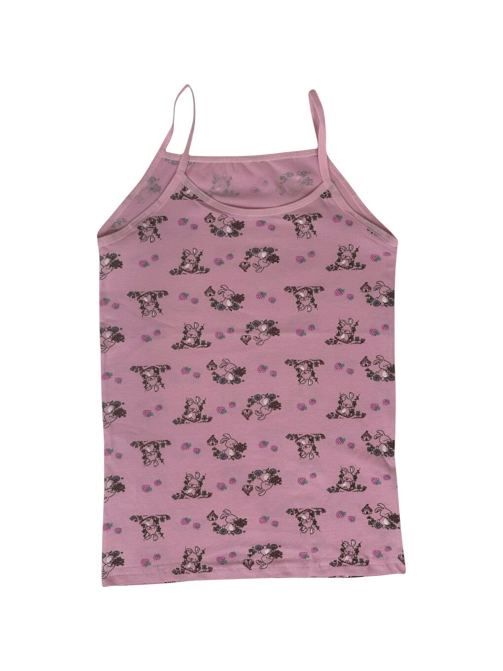 Karışık Bisiklet Yaka Baskılı Kız Çocuk İp Askı Atlet 3'lü-1