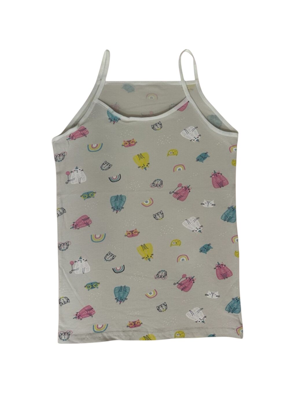 Karışık Bisiklet Yaka Baskılı Kız Çocuk İp Askı Atlet 3'lü-2