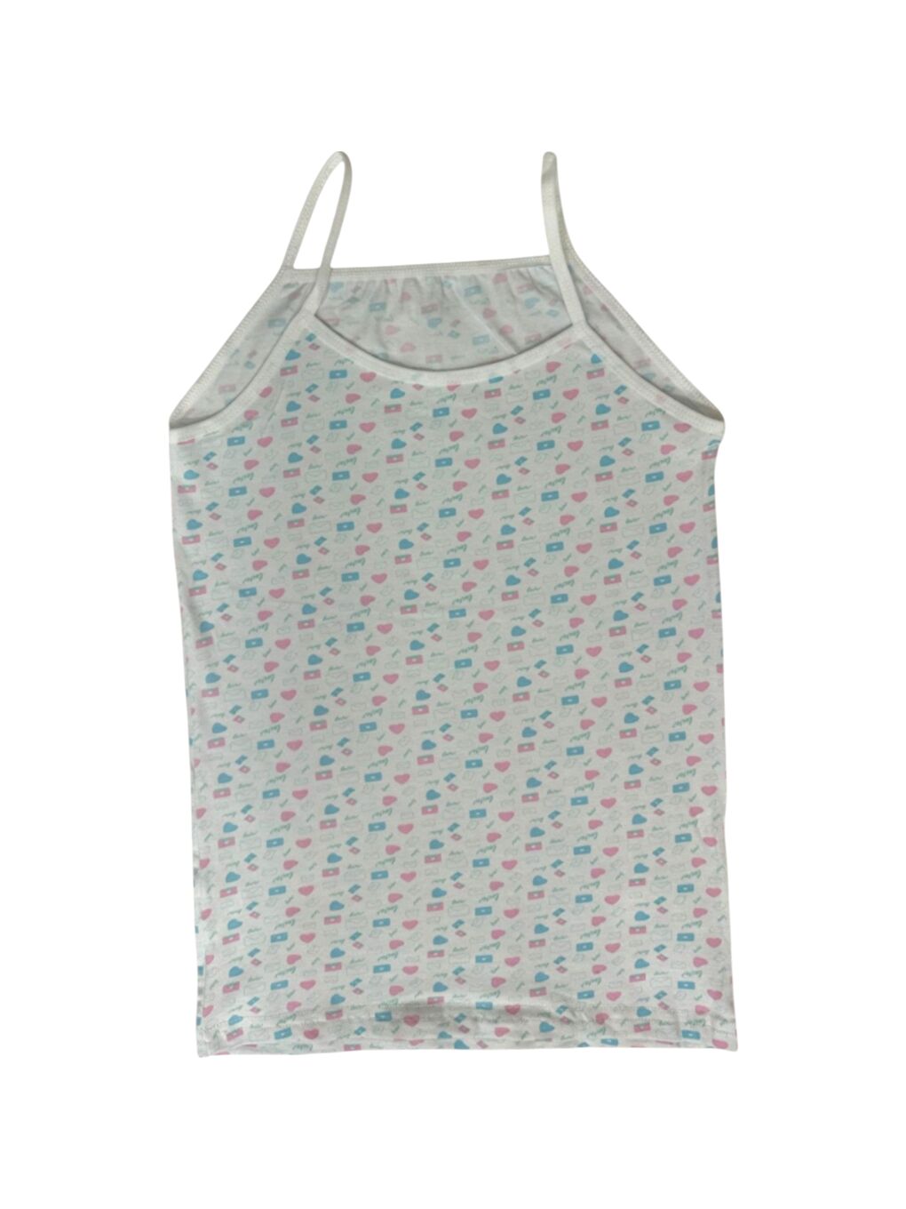 Karışık Bisiklet Yaka Baskılı Kız Çocuk İp Askı Atlet 3'lü-3