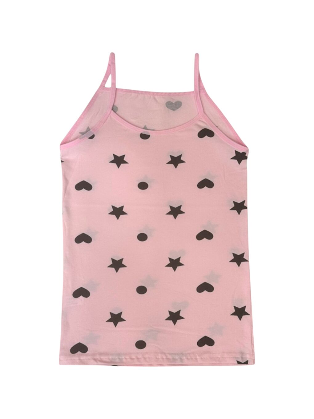 Karışık Bisiklet Yaka Baskılı Kız Çocuk İp Askı Atlet 3'lü-1