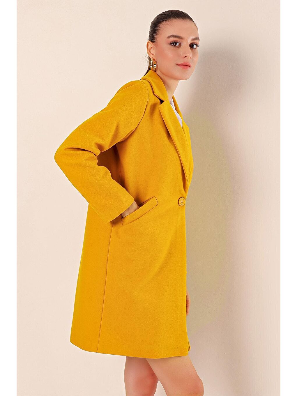 9085 Kaşe Kaban - Sarı-2