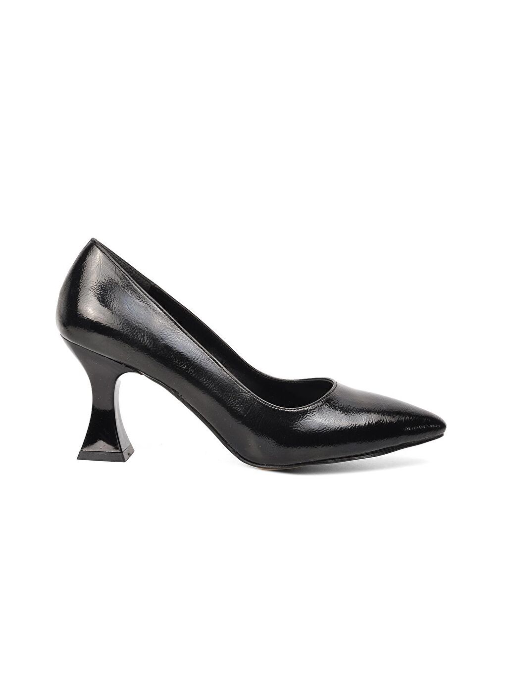 9001 Siyah Kırışık Kadın Topuklu Ayakkabı