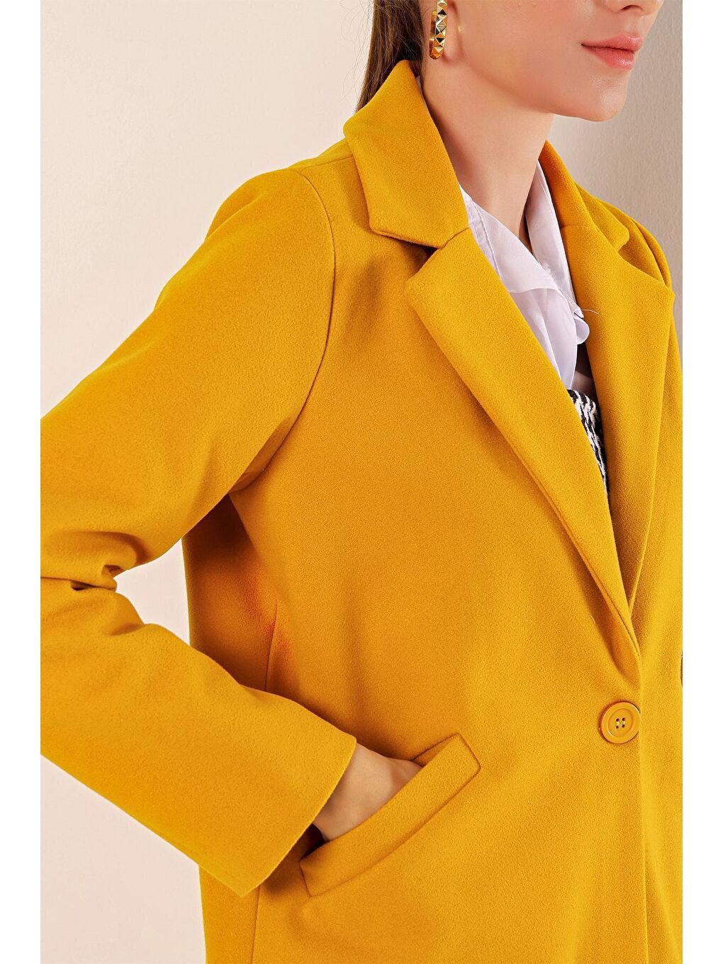 9085 Kaşe Kaban - Sarı-3