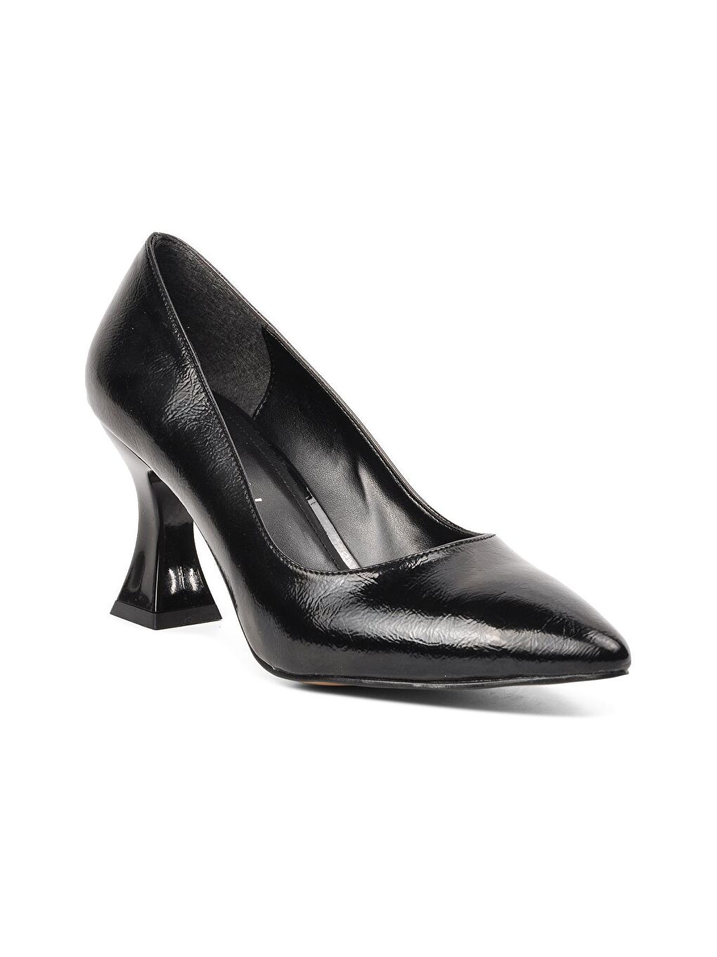 9001 Siyah Kırışık Kadın Topuklu Ayakkabı-2