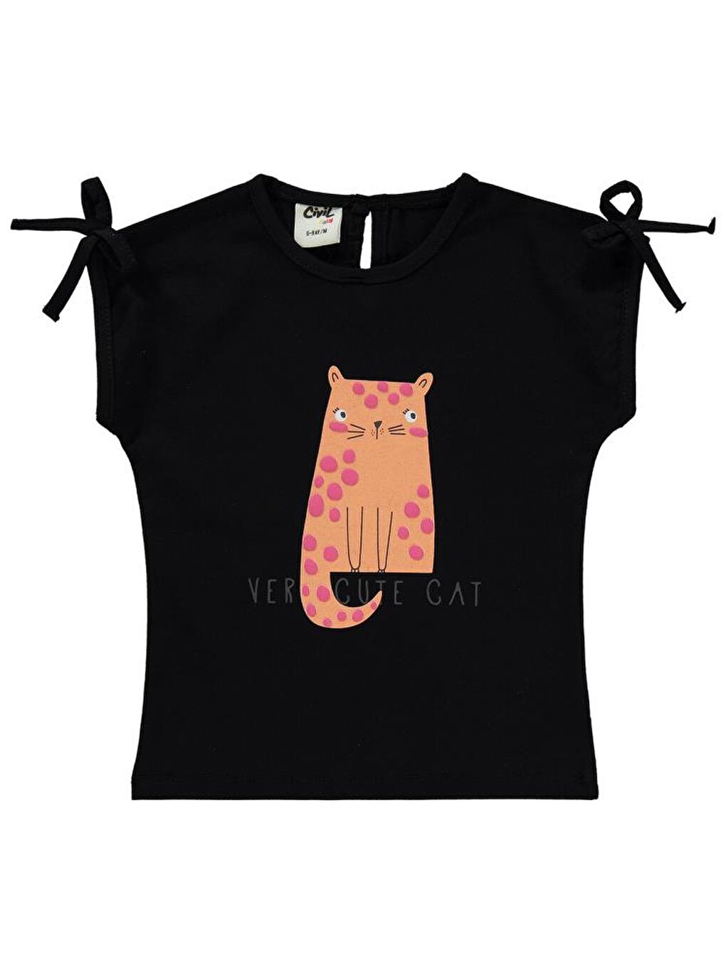 Siyah Baby Kedi Baskılı 6-18 Ay Takım