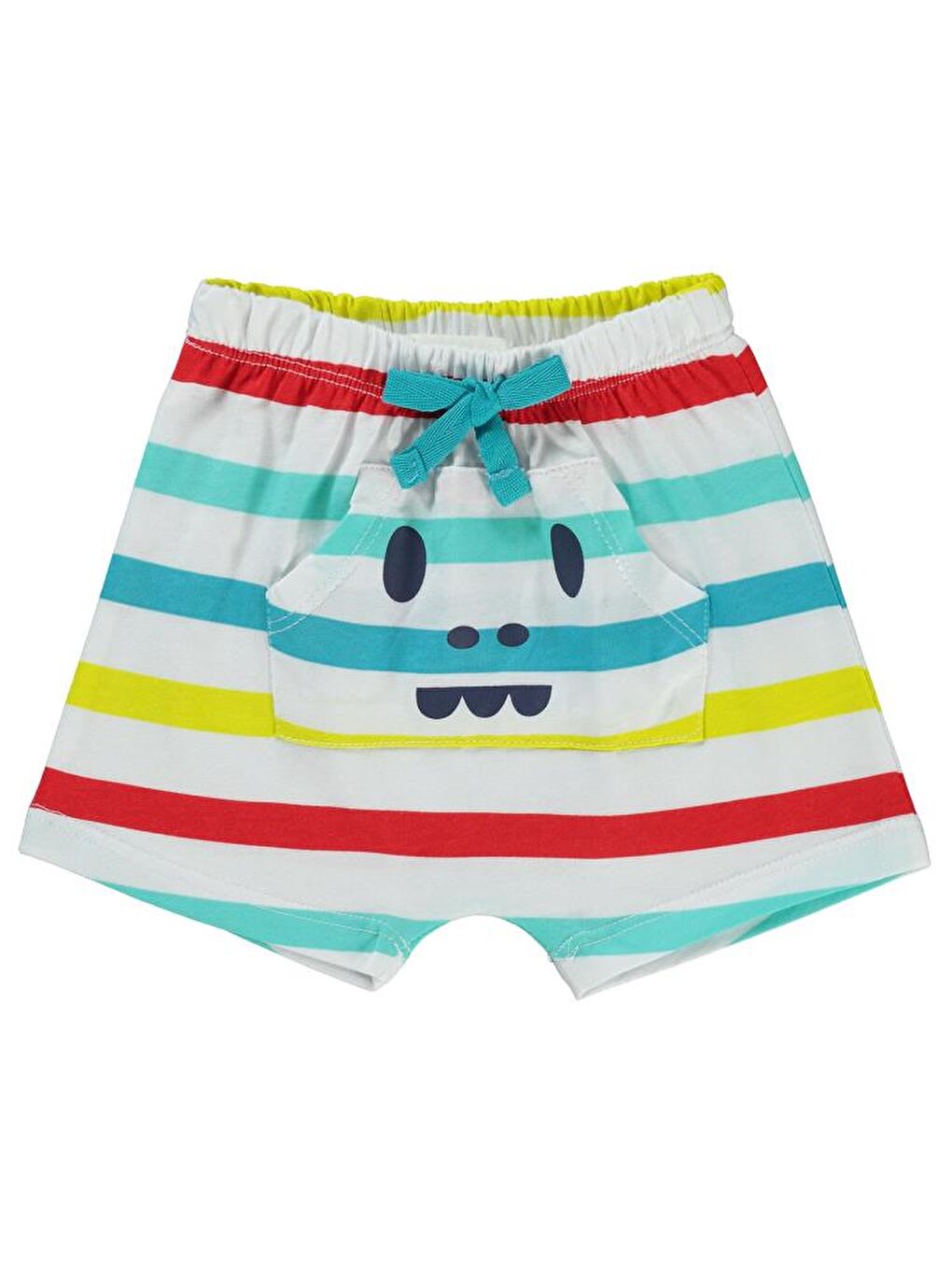 Beyaz Baby 4 Renkli Çizgi Empirme 6-18 Ay Şort