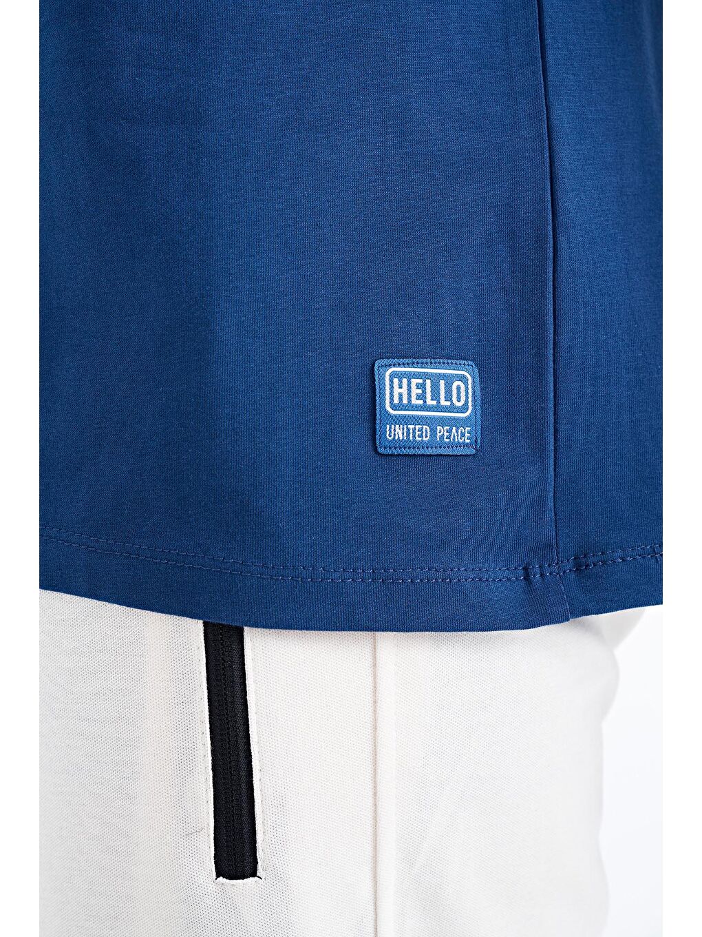 İndigo Yazı Desen Baskılı O Yaka Standart Kalıp Erkek Tişört - 88183-1