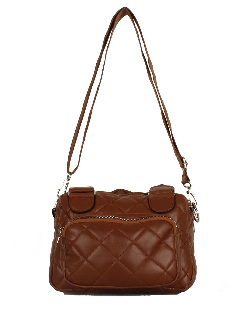 Kahverengi Kadın Kapitoneli Üç Bölmeli El ve Omuz Çantası (10457)-3