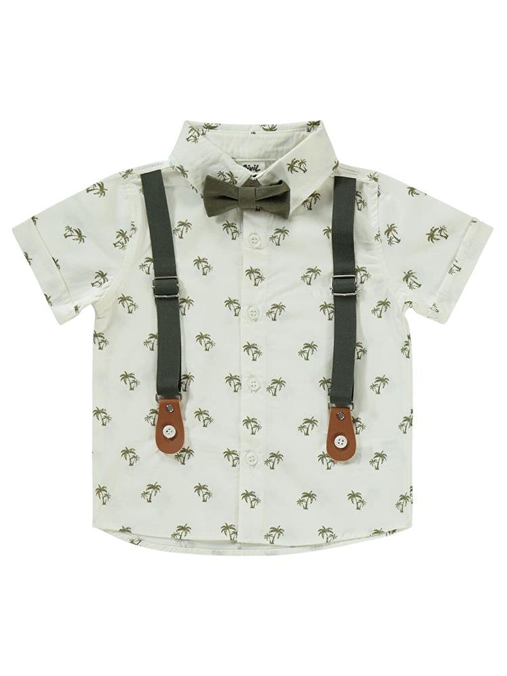 Haki Baby Palmiye Desenli 6-18 Ay Takım