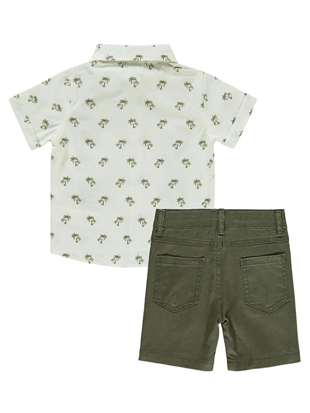 Haki Baby Palmiye Desenli 6-18 Ay Takım-1