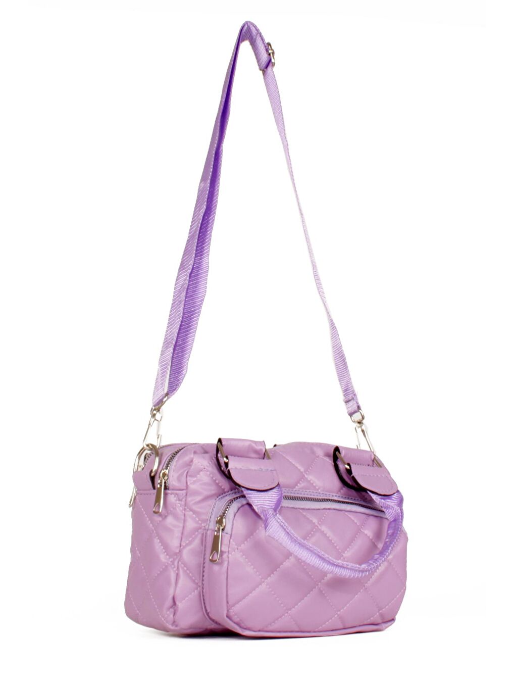 Lila Kadın Kapitoneli Üç Bölmeli El ve Omuz Çantası (10457)