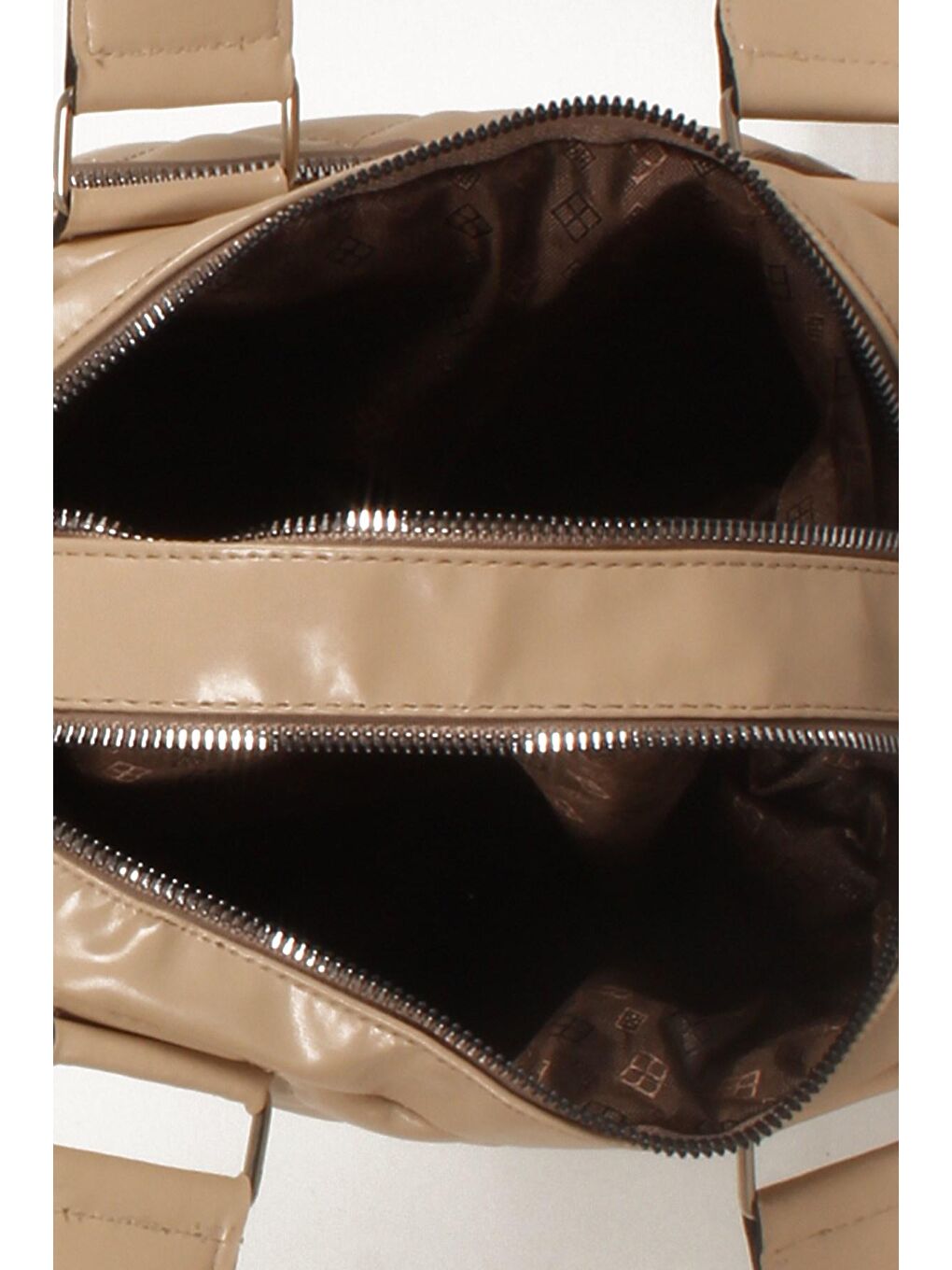 Bej Kadın Kapitoneli Üç Bölmeli El ve Omuz Çantası (10457)-4