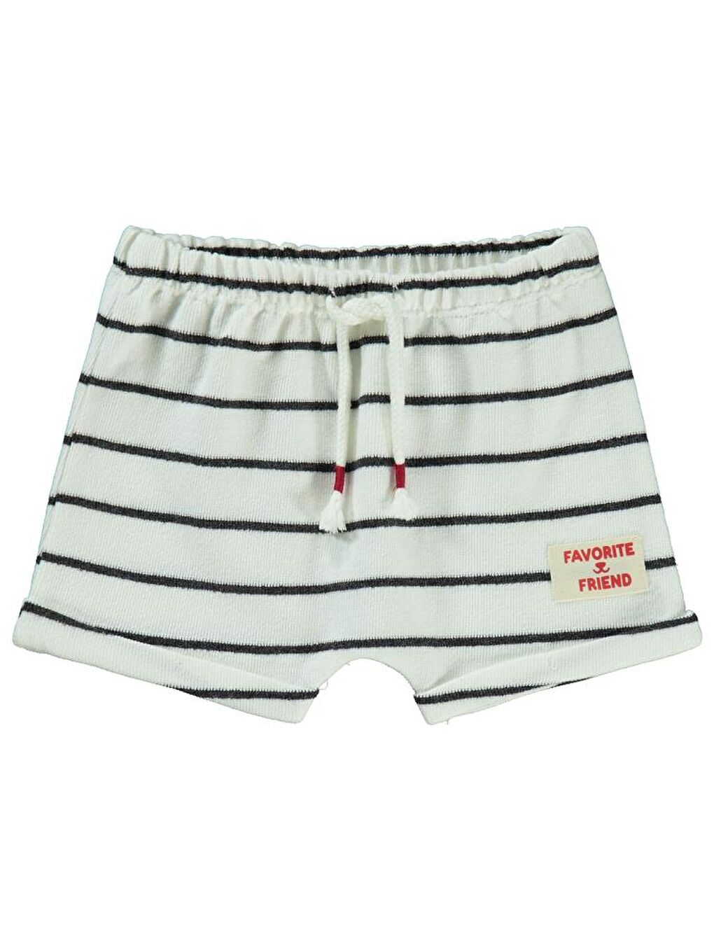 Ekru Baby Selanik Çizgili Etiketli 6-18 Ay Şort-1