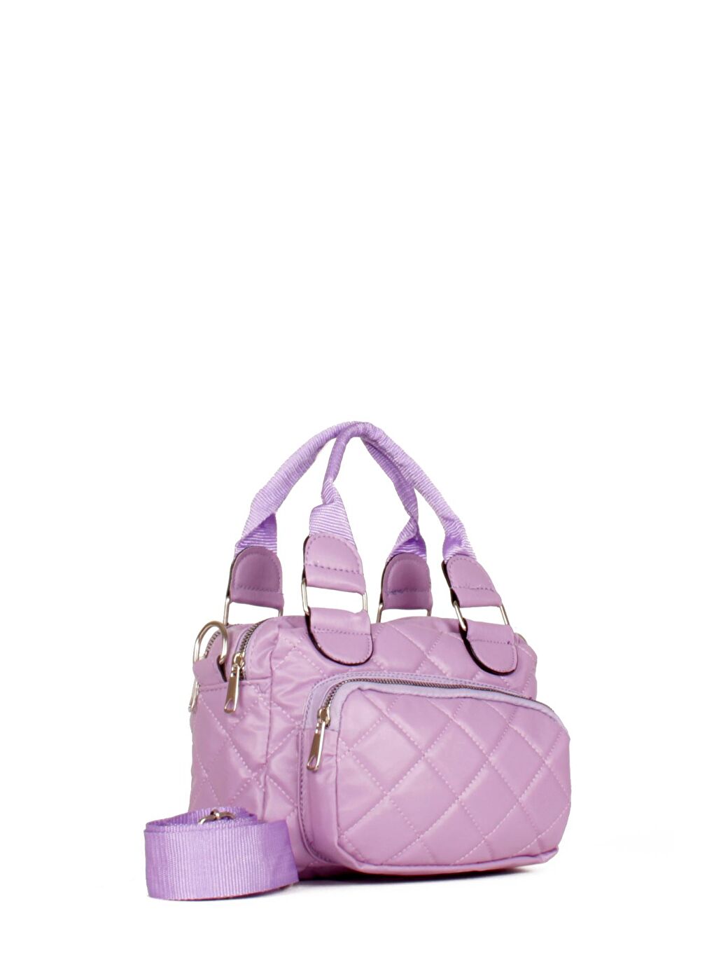 Lila Kadın Kapitoneli Üç Bölmeli El ve Omuz Çantası (10457)-1