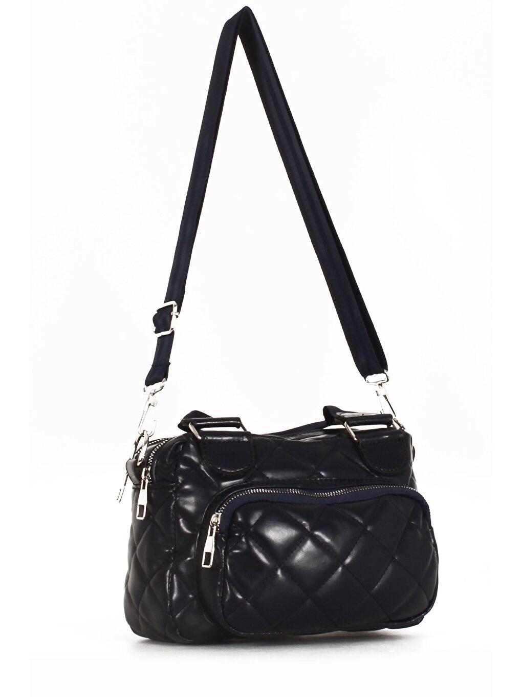 Lacivert Kadın Kapitoneli Üç Bölmeli El ve Omuz Çantası (10457)