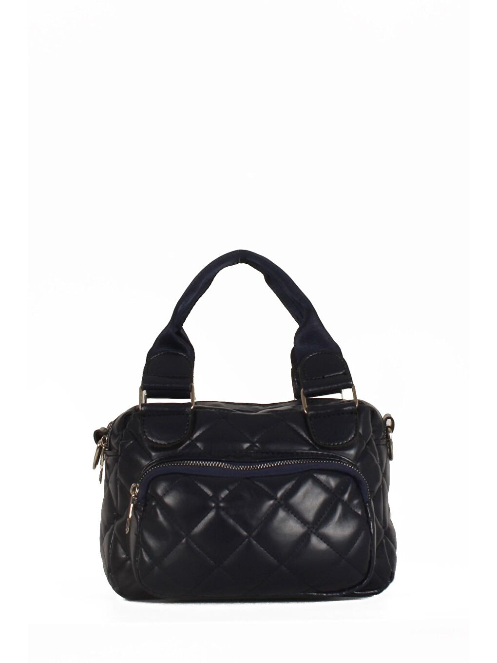 Lacivert Kadın Kapitoneli Üç Bölmeli El ve Omuz Çantası (10457)-2