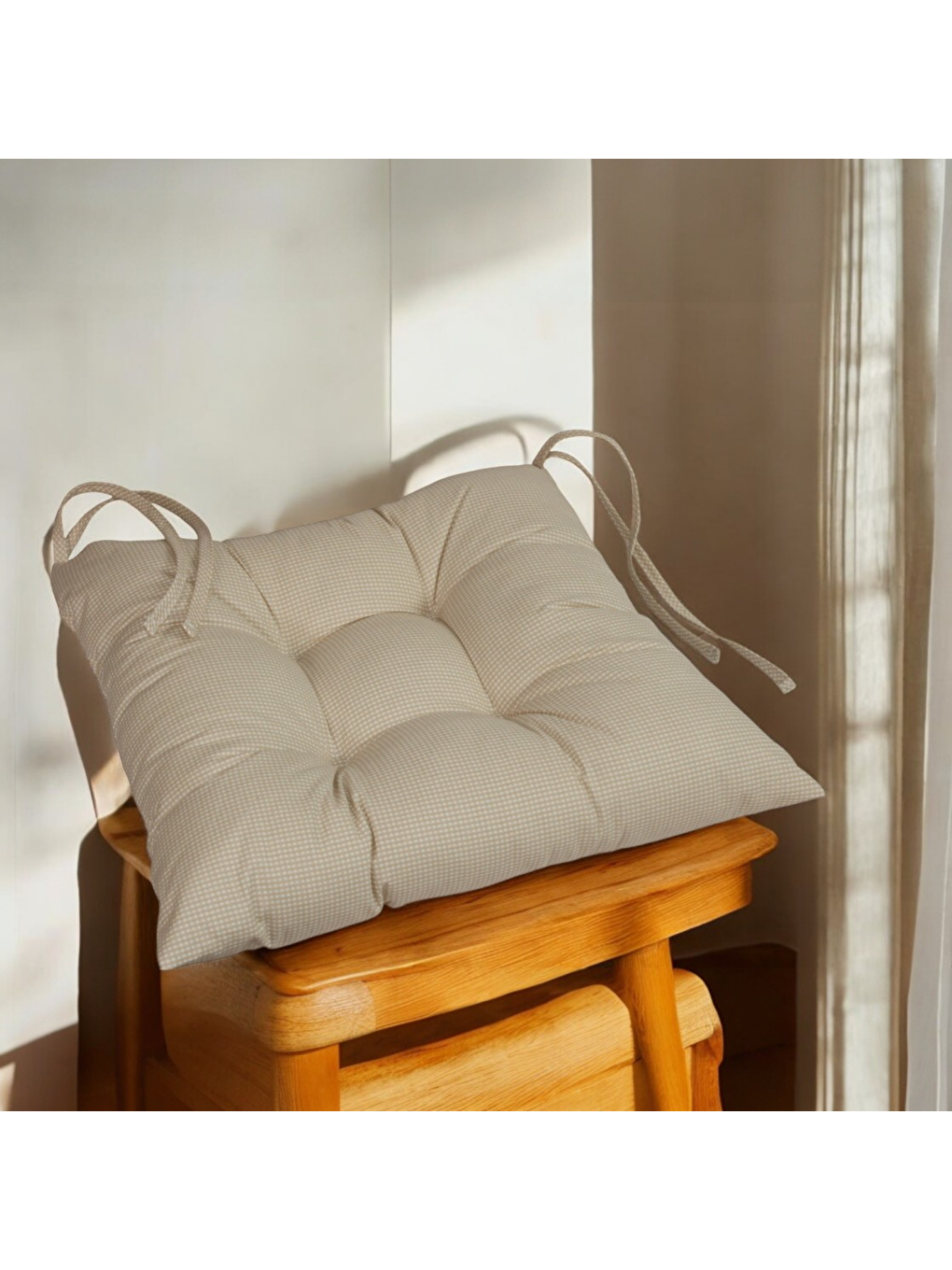 Bej Pöti Kare Desen Sandalye , Piknik Minderi-2