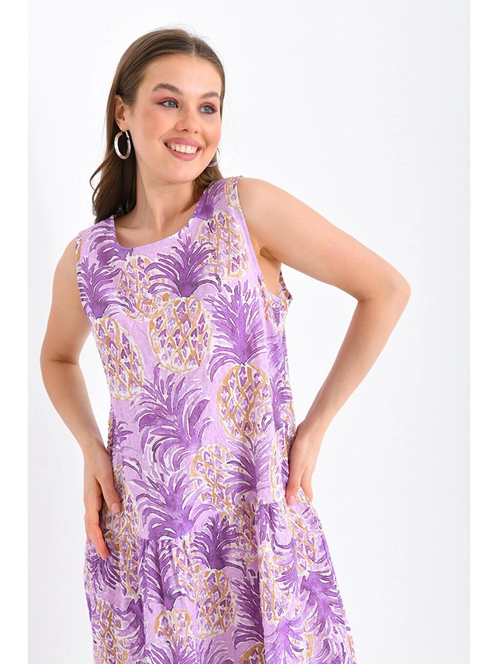 Kadın Lila Rengi Uzun Elbise-1