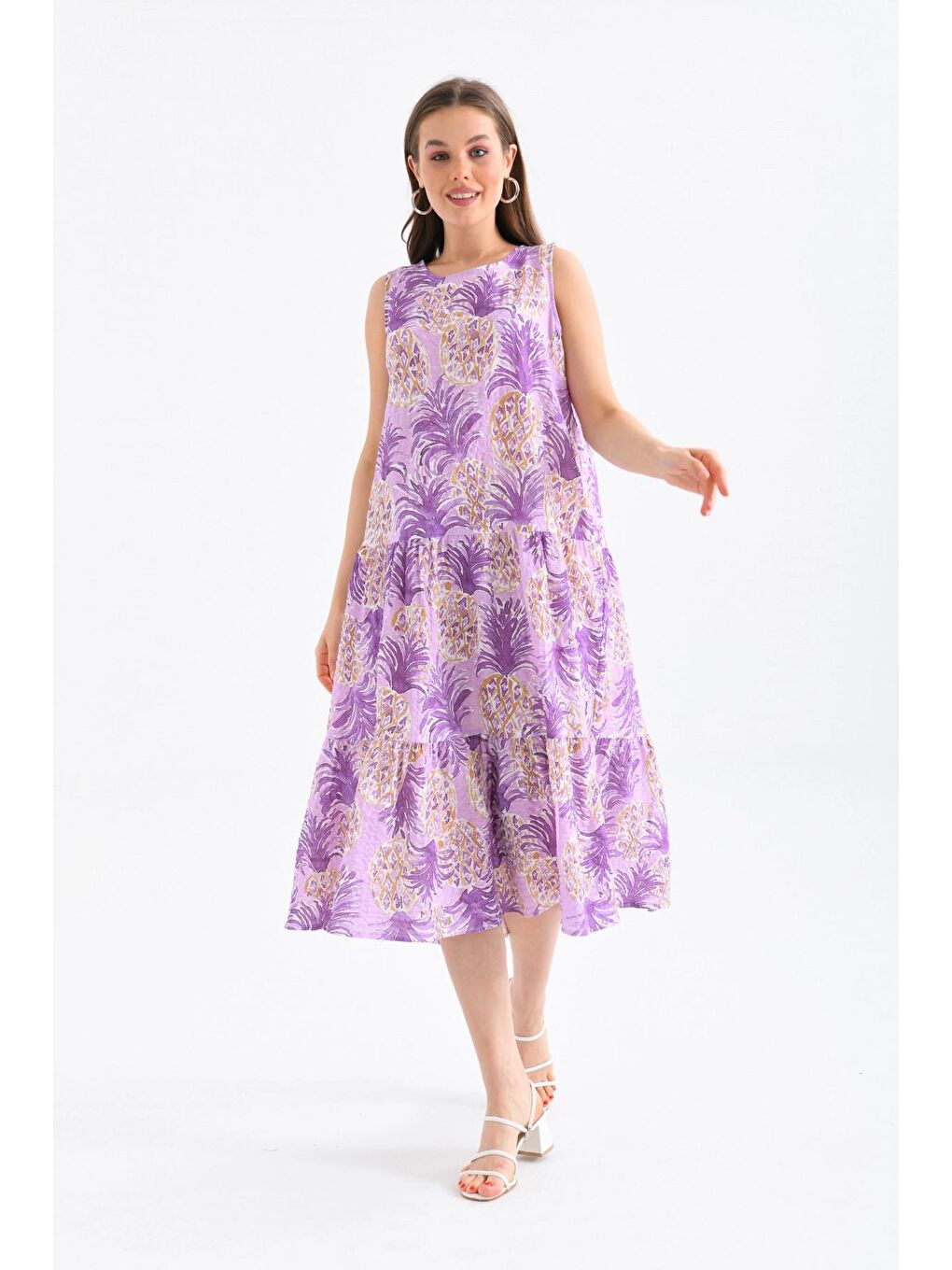 Kadın Lila Rengi Uzun Elbise-2