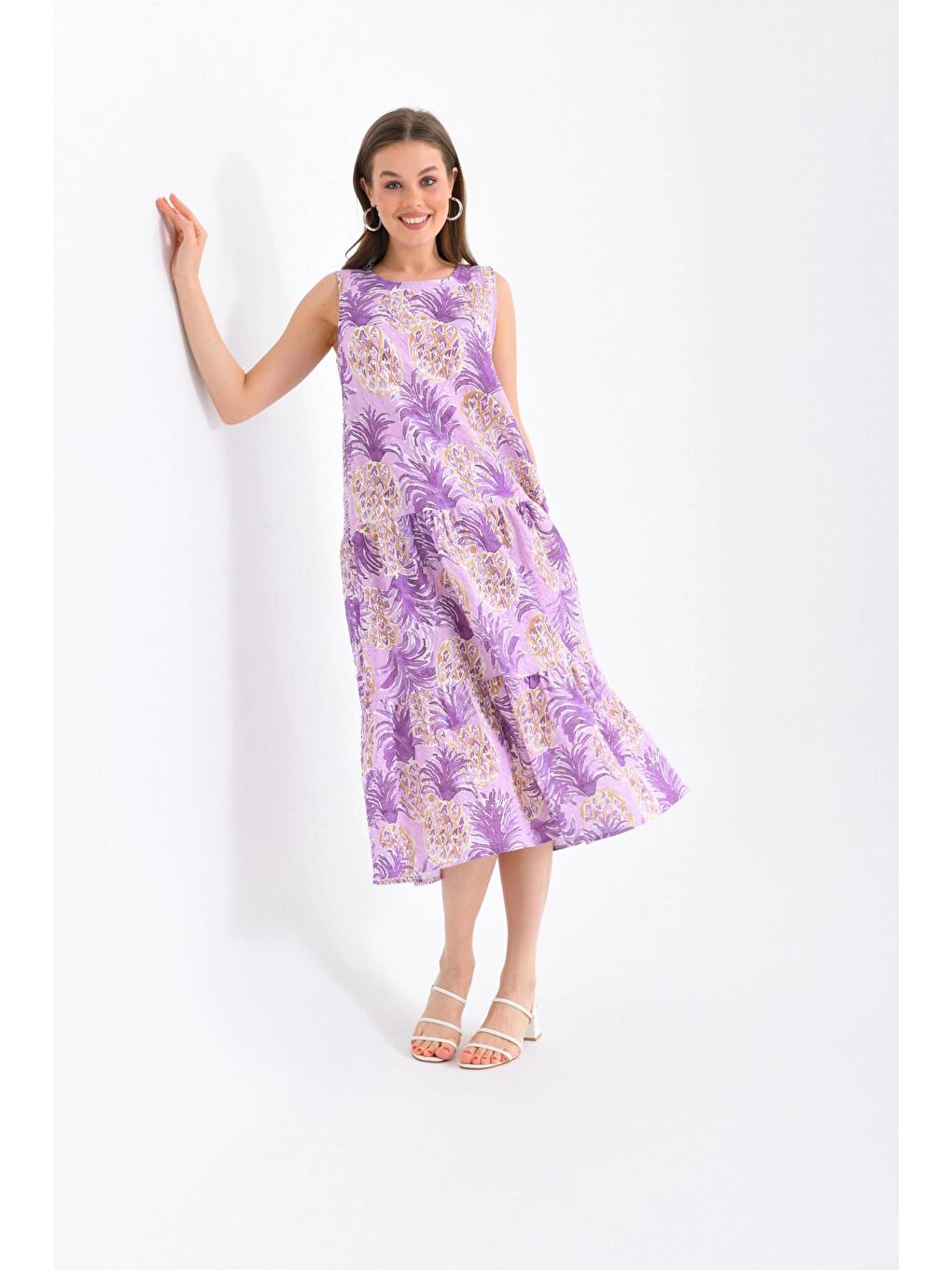 Kadın Lila Rengi Uzun Elbise-3