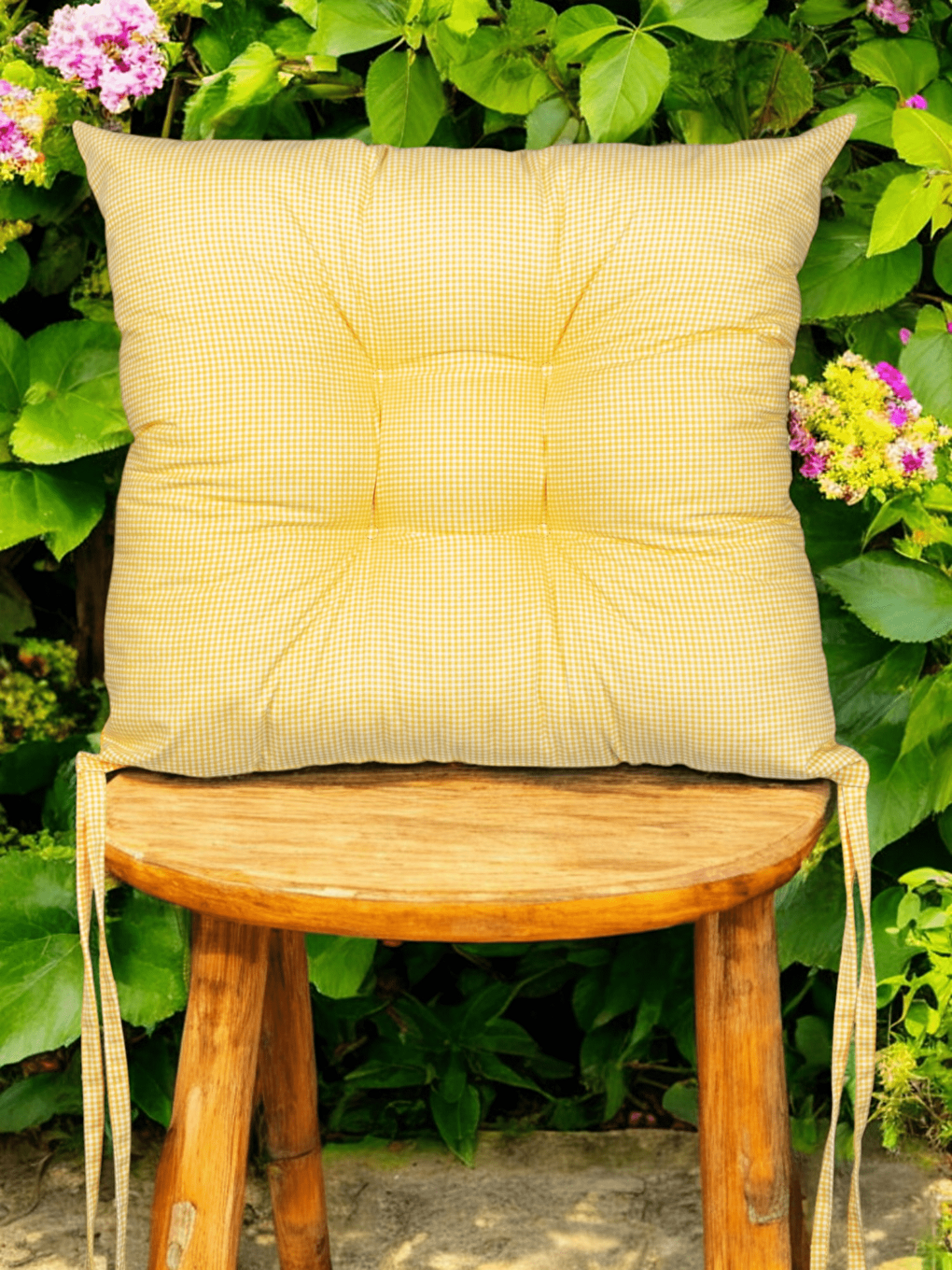 Pöti Kare Desen Soft Sarı Sandalye , Piknik Minderi-1