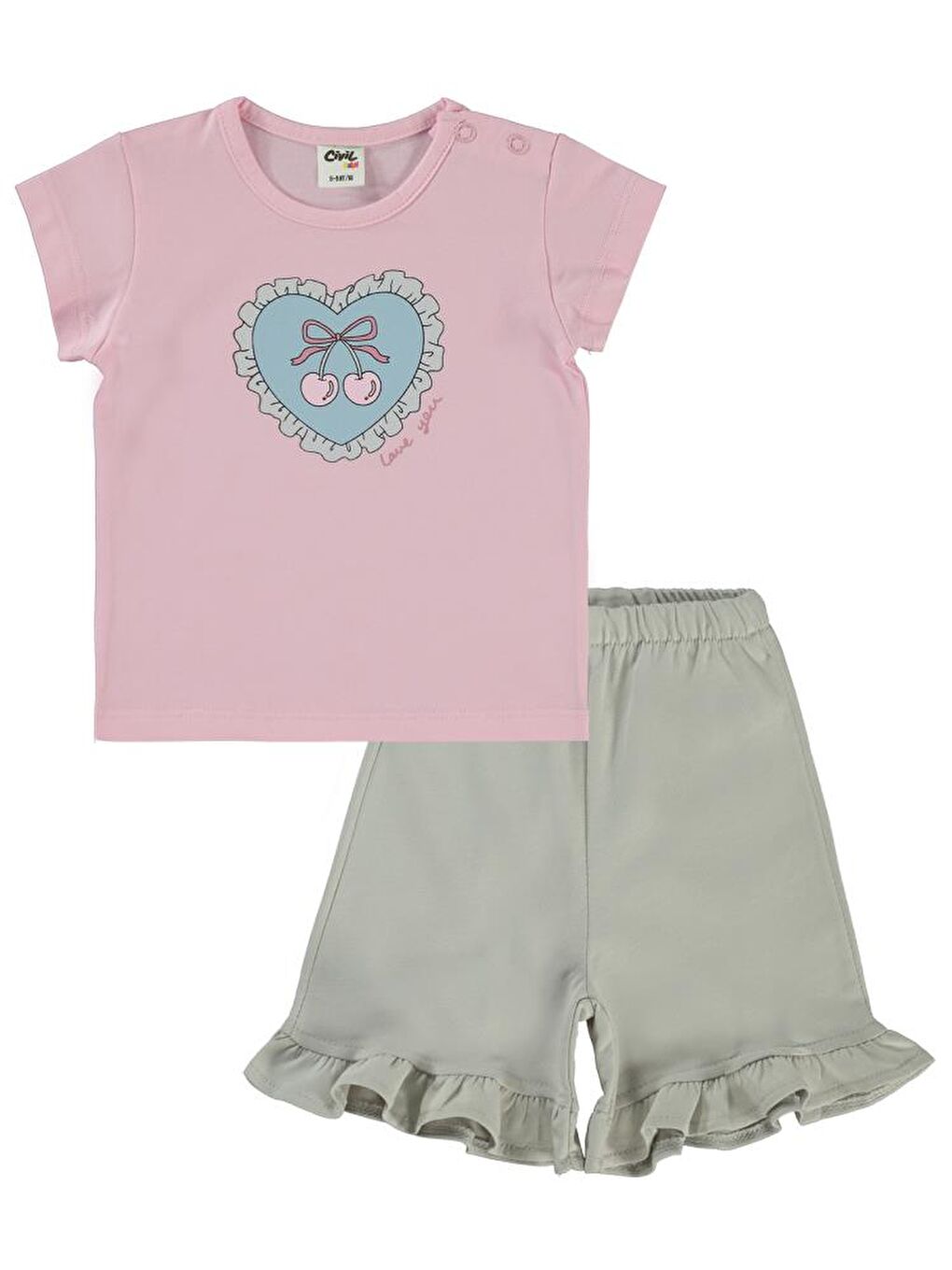 Pembe Baby Kalp Baskılı 6-18 Ay Takım-2