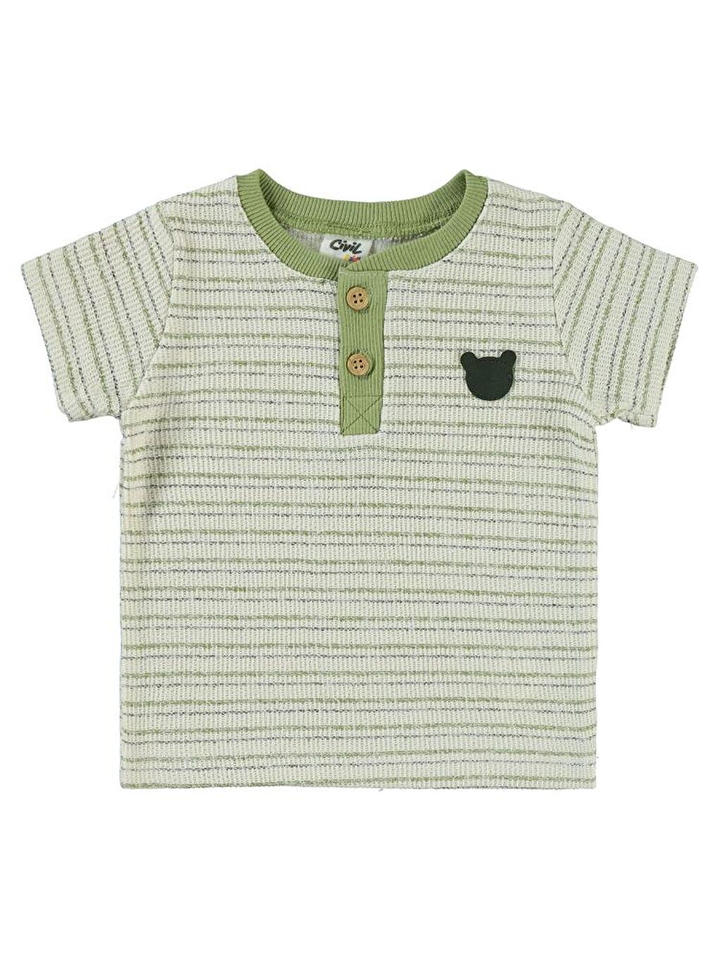 Ekru Baby Çizgili 6-18 Ay Takım-1