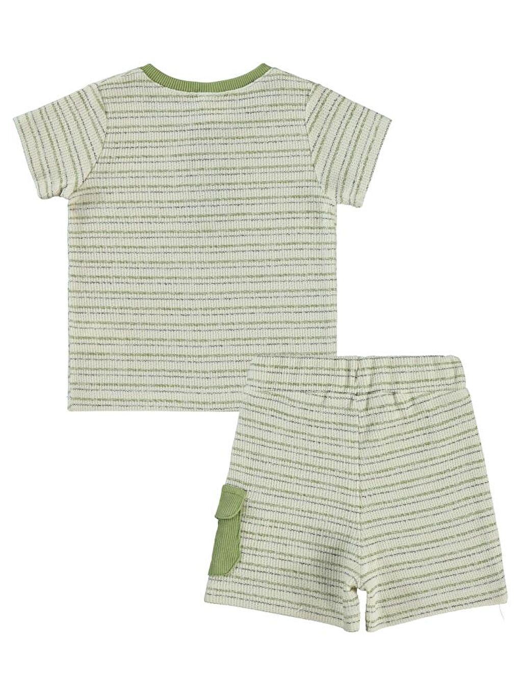 Ekru Baby Çizgili 6-18 Ay Takım-2