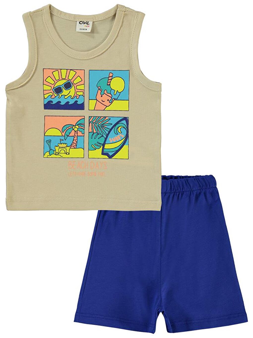 Bej Baby Beach Days Baskılı 6-18 Ay Takım