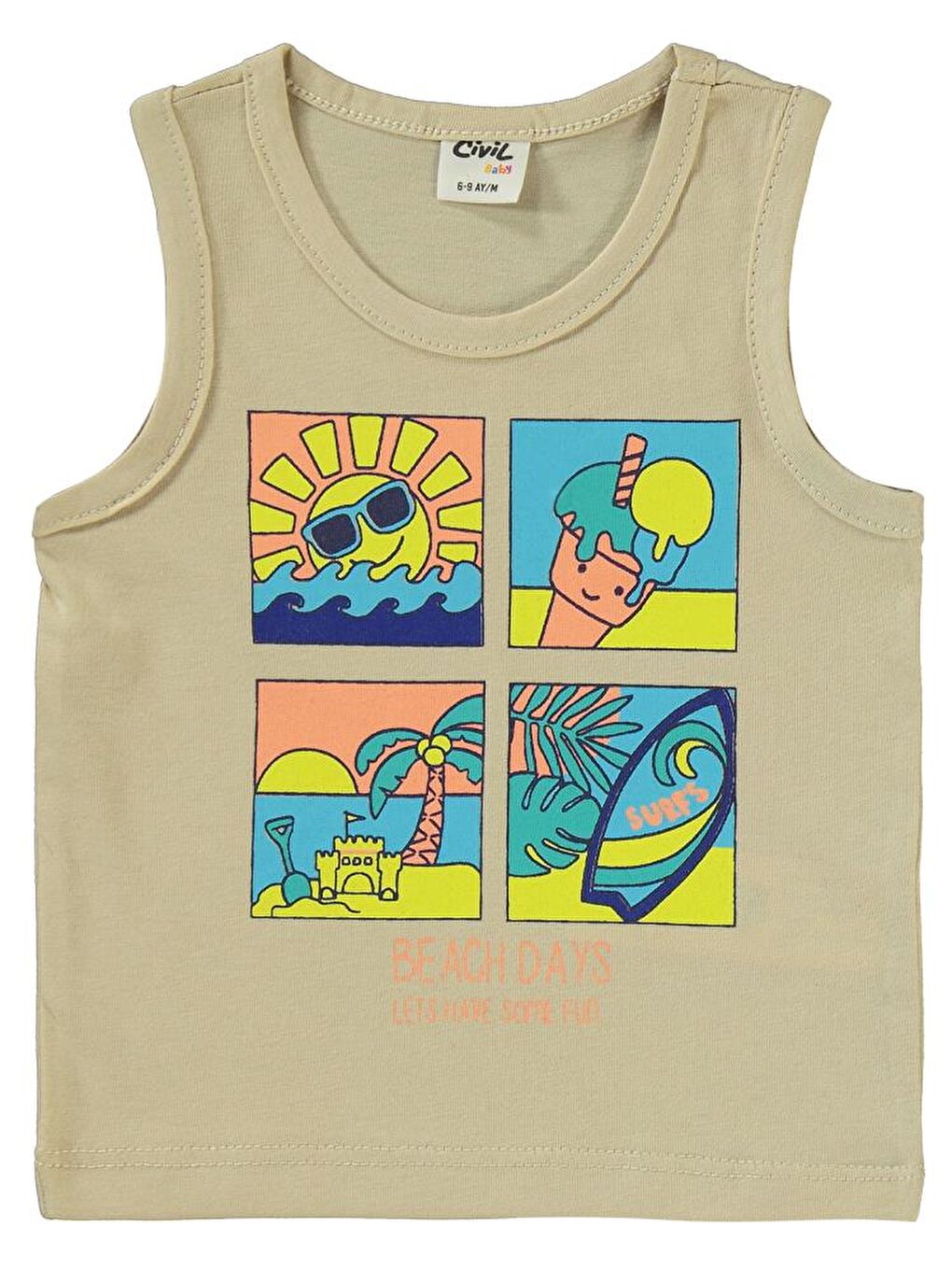 Bej Baby Beach Days Baskılı 6-18 Ay Takım-2