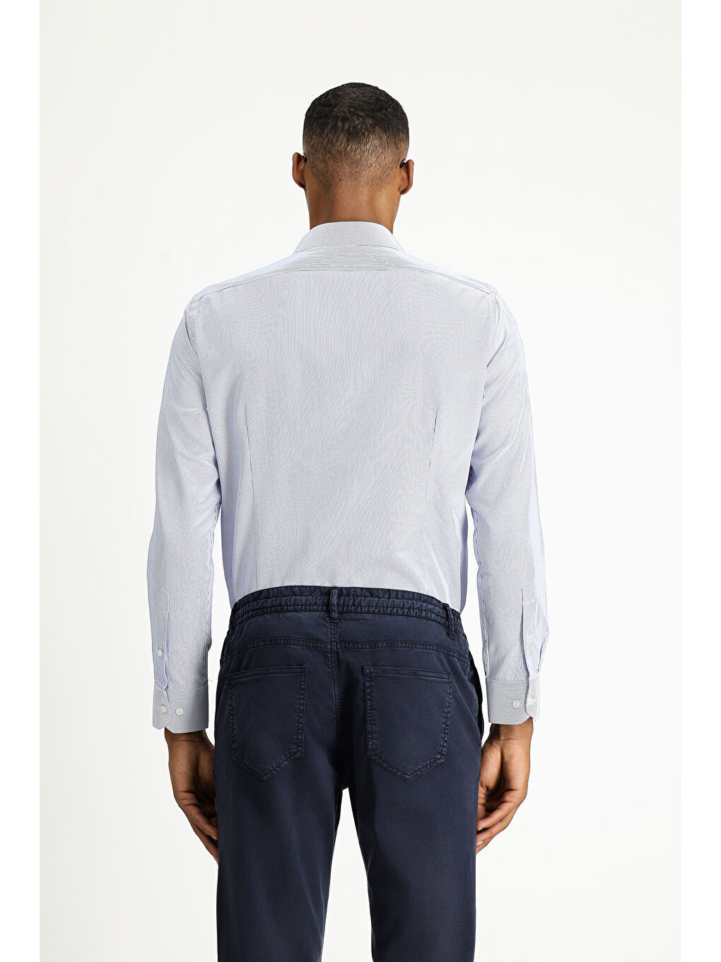 Mavi Uzun Kol Slim Fit Dar Kesim Klasik Desenli Pamuklu Kolay Ütülenebilir Gömlek-3