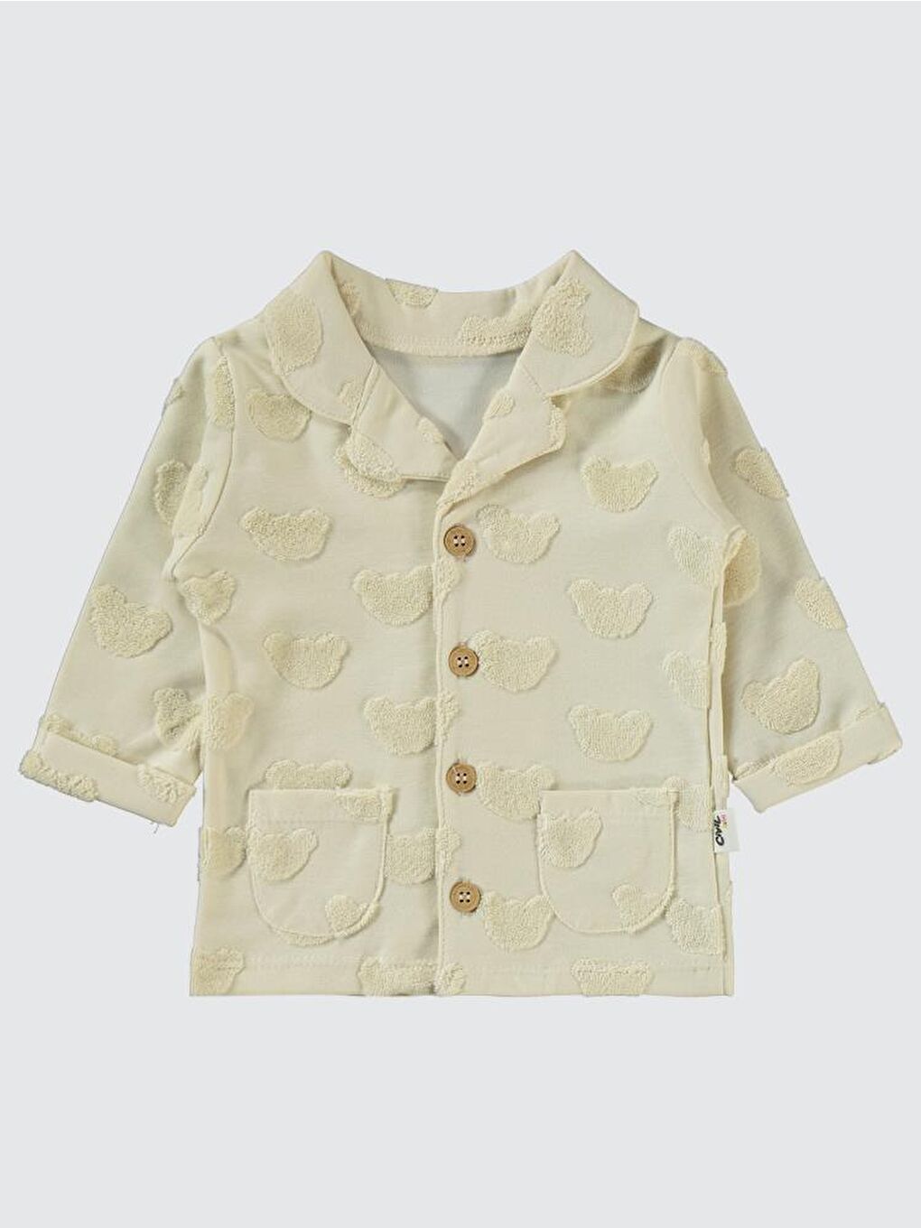 Bej Baby Kabartmalı Ayıcık Baskılı 6-18 Ay Takım